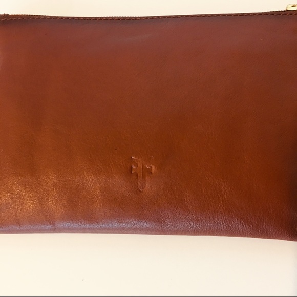 Frye Leather Wristlet Pouch Clutch Brown Cognac - Picture 4 of 8